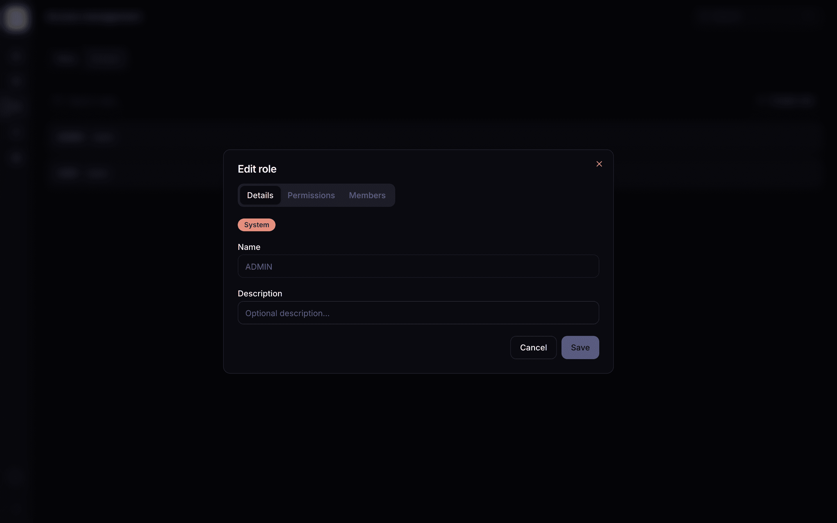 The Members tab lives inside each role on the Access page