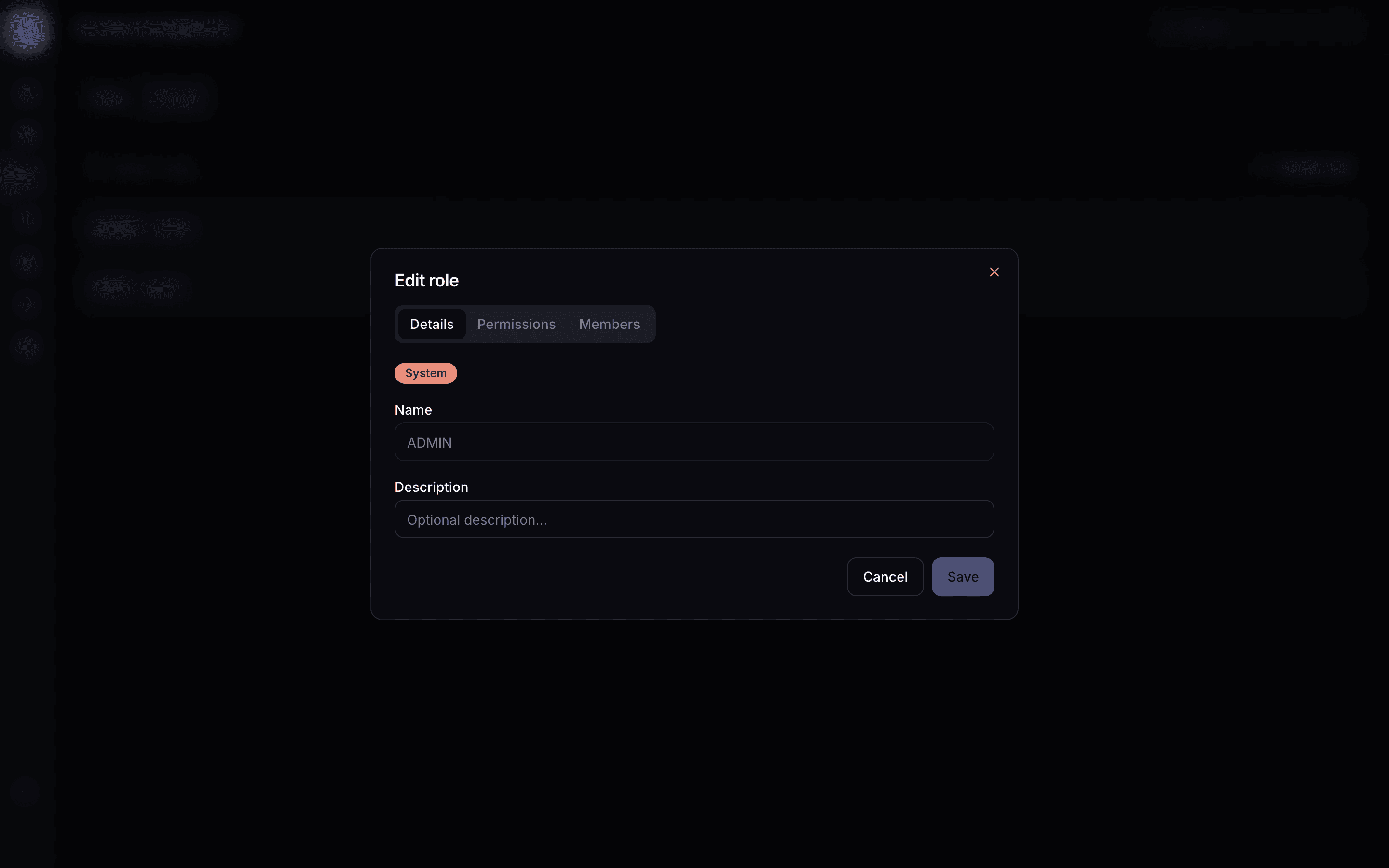 The Members tab lives inside each role on the Access page