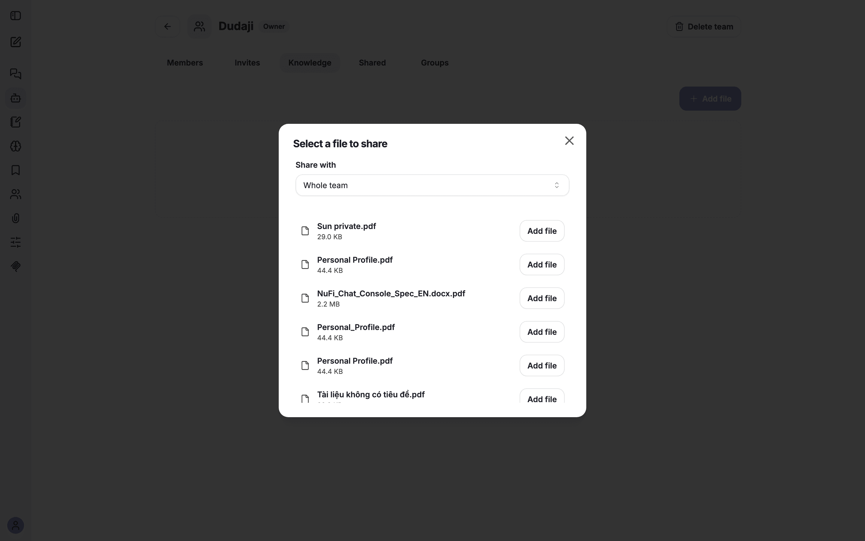 Sharing a knowledge file