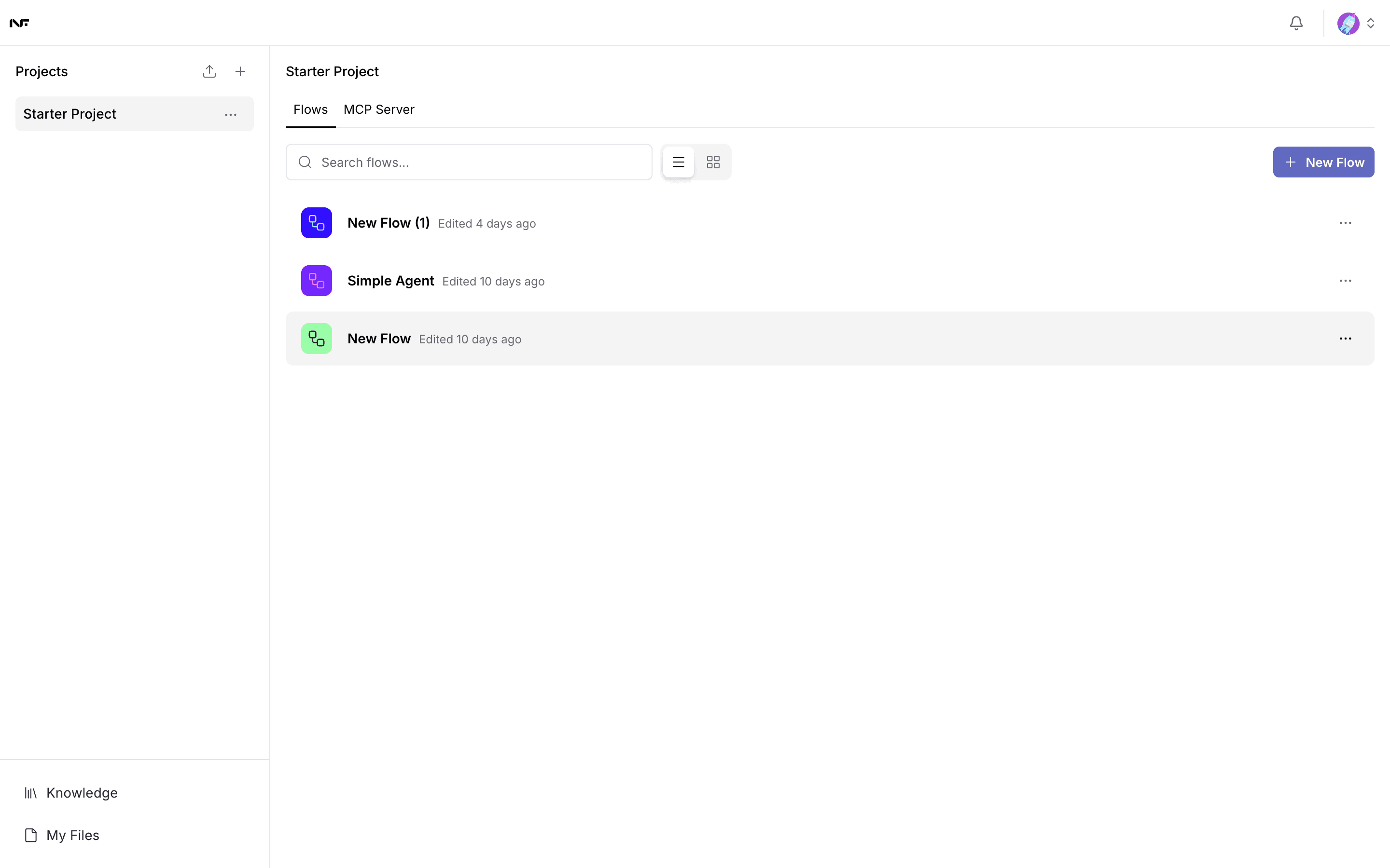 The NuFi Studio home screen